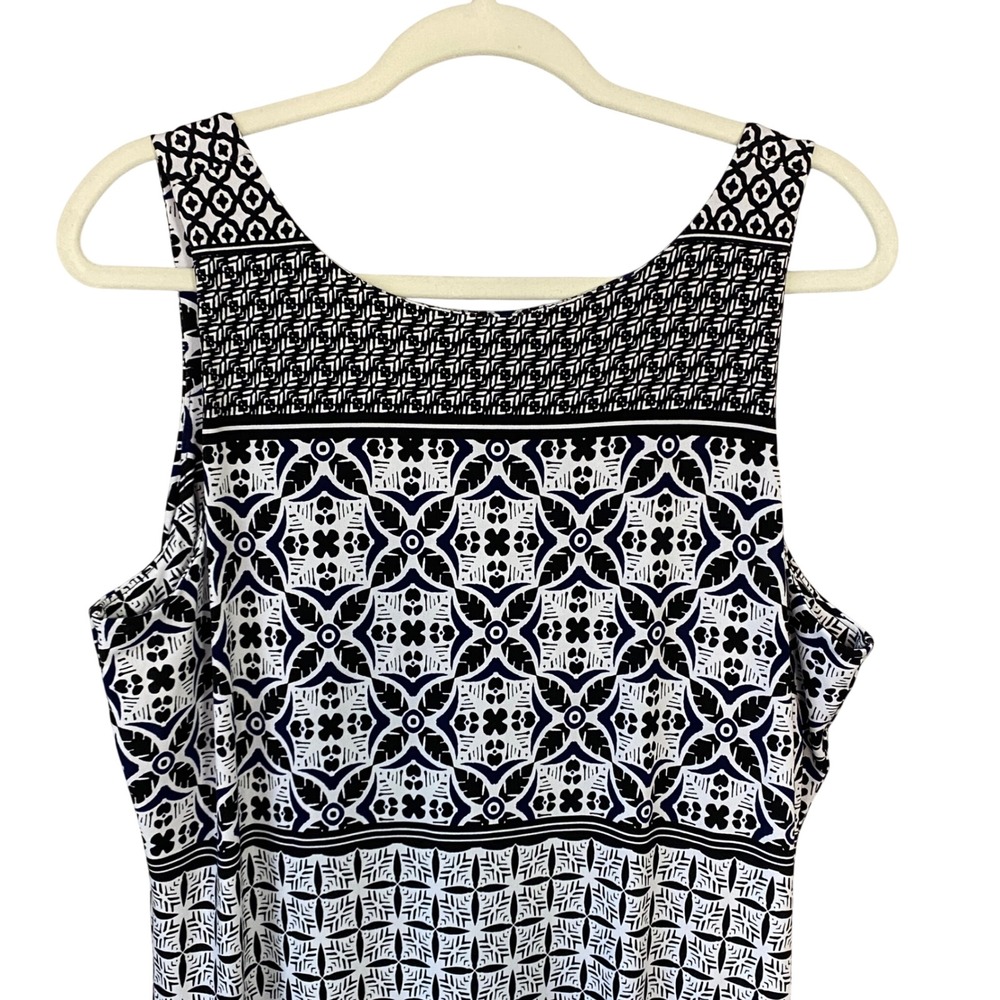 Tommy Bahama Womens Black White Geometric Tile Print Sleeveless Maxi Dress L - Picture 5 of 10